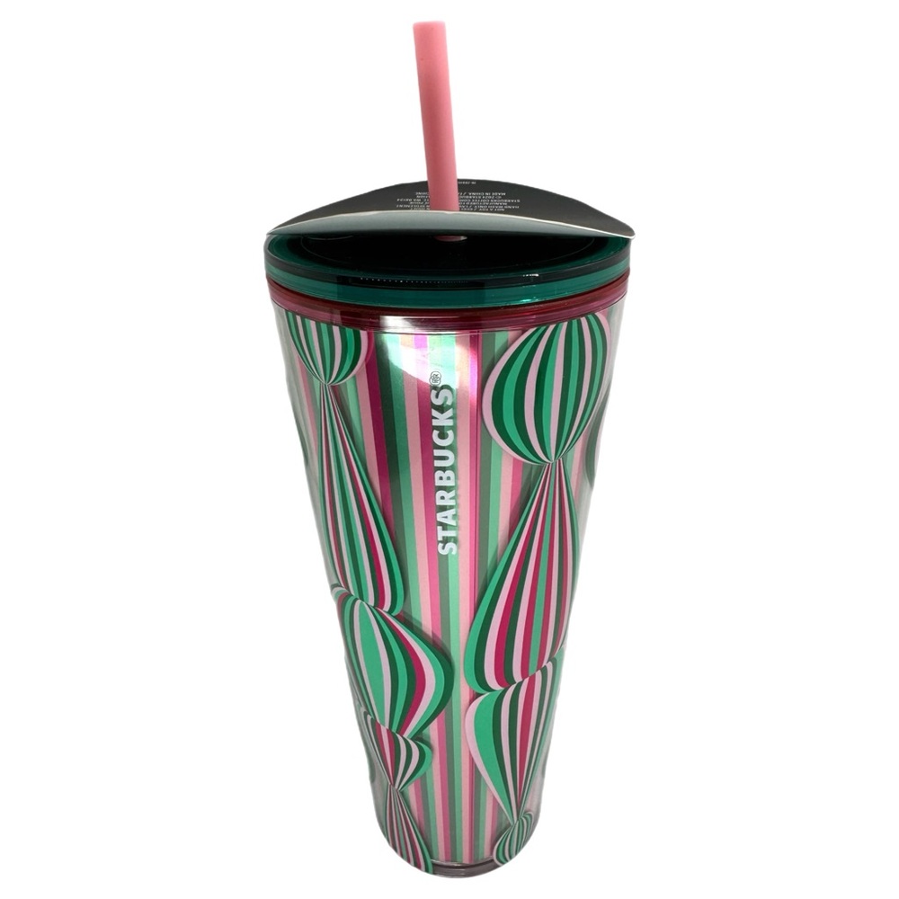 Starbucks Holiday 2024 Pink Green Ornament Tumbler Venti New w/ Defect No Topper